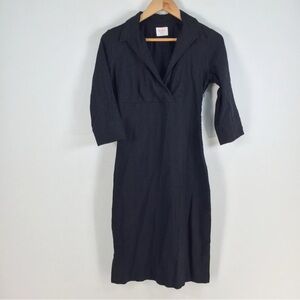 Leona Edmiston Black Collared 3/4 sleeve Women's Dress